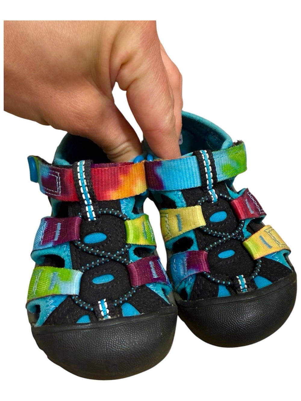 Colorful Vibrant Tie-Dye Rainbow Keen Water-shoes 6c (Hiking Sandals) Like New